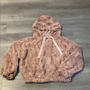 Express Cozy Pink Faux Fur Zip Up Hoodie size S